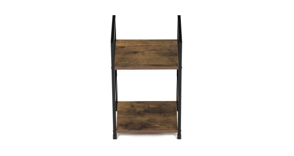 Regál ROSJORLEM, 2 police, dekor staré dřevo, černý lak