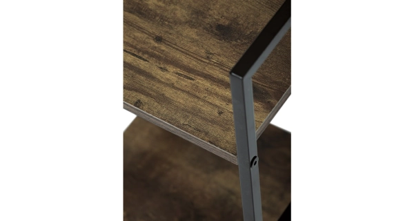 Regál ROSJORLEM, 2 police, dekor staré dřevo, černý lak