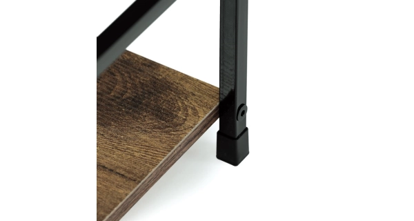 Regál ROSJORLEM, 2 police, dekor staré dřevo, černý lak