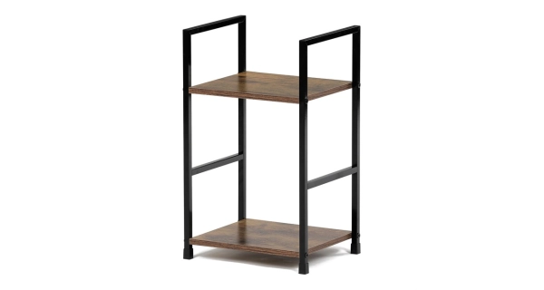 Regál ROSJORLEM, 2 police, dekor staré dřevo, černý lak