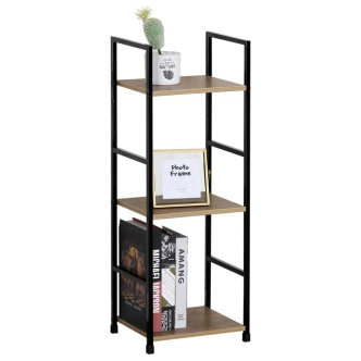 Regál ROSJORLEM, 3 police, dekor dub, černý lak