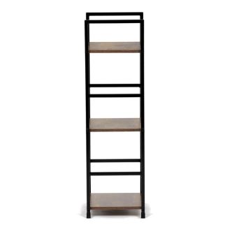 Regál ROSJORLEM, 3 police, dekor staré dřevo, černý lak