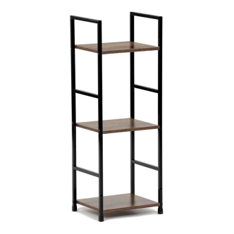 Regál ROSJORLEM, 3 police, dekor staré dřevo, černý lak