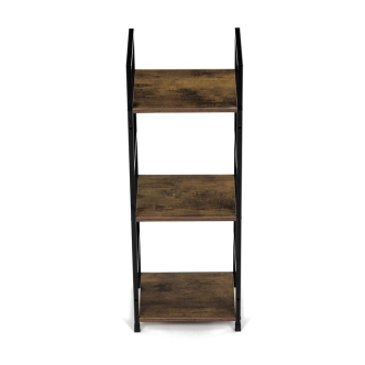 Regál ROSJORLEM, 3 police, dekor staré dřevo, černý lak