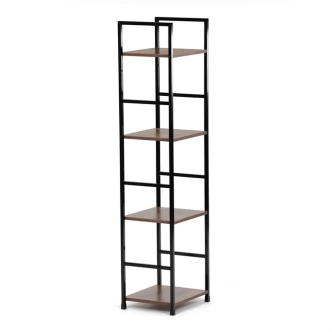 Regál ROSJORLEM, 4 police, dekor staré dřevo, černý lak