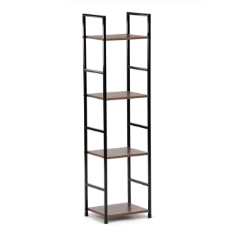 Regál ROSJORLEM, 4 police, dekor staré dřevo, černý lak