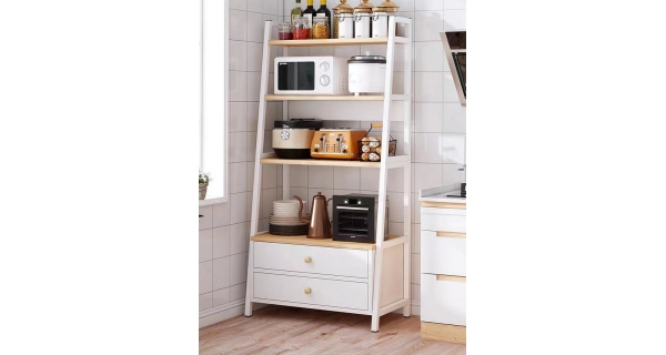 Regál se šuplíky SERAFINO, buk/bílá