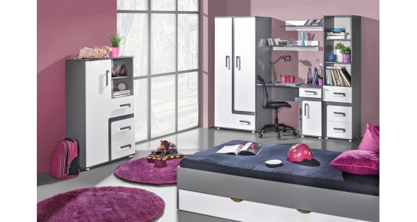 Regál se zásuvkami ORAKI, antracit/bílá