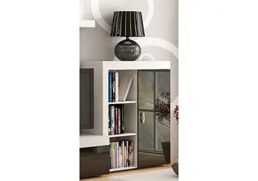 Regál SIWANI, bílá/černý lesk