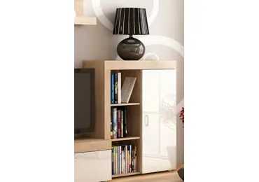 Regál SIWANI, dub sonoma/bílý lesk