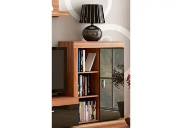 Regál SIWANI, švestka wallis/černý lesk