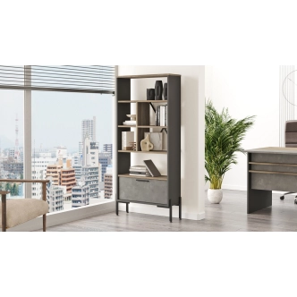 Regál SOLDRON, hnědá/šedá