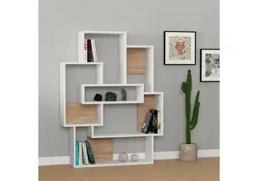 Regál SOLTRE, bílá/dub