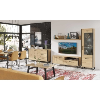 Regál SOMONI nízký, dub artisan/černá