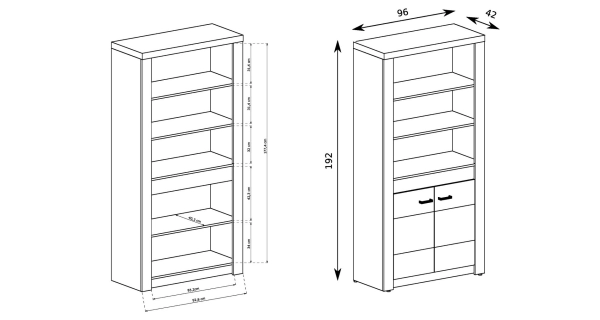 Regál SWED S5, jasan tmavý