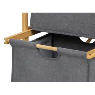 Regál TRIKUM s látkovými šuplíky, bambus/šedá