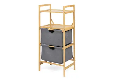 Regál TRIKUM s látkovými šuplíky, bambus/šedá