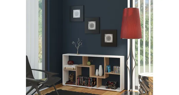 Regál USKON II, bílá/dub sonoma