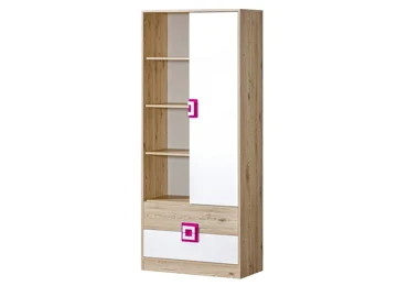 Regál UWARA IV, dub jasný/bílá/růžová