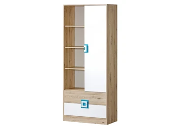 Regál UWARA IV, dub jasný/bílá/tyrkys