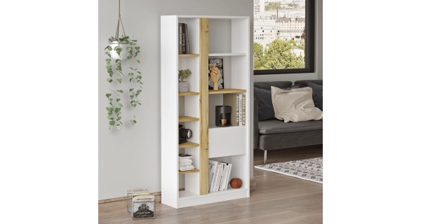 Regál VALTON typ 1, dub/bílá