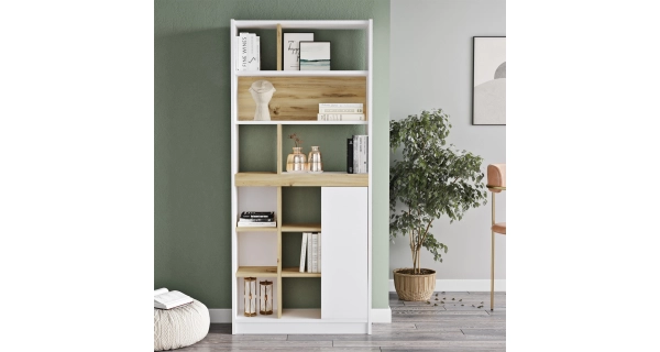 Regál VALTON typ 2, dub/bílá