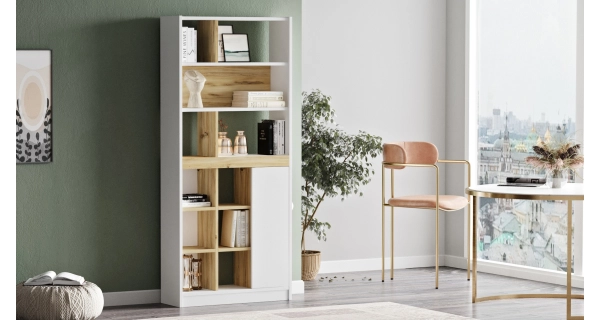 Regál VALTON typ 2, dub/bílá