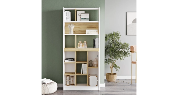 Regál VALTON typ 2, dub/bílá