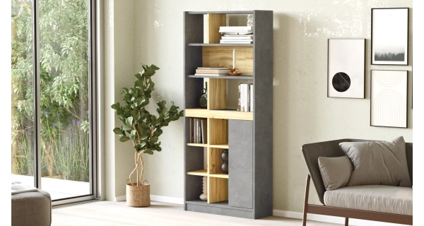 Regál VALTON typ 2, dub/šedá