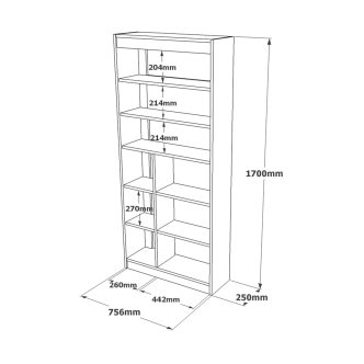 Regál VALTON typ 3, dub/bílá