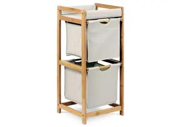 Regál VARADERO 2S, lakovaný bambus a látka