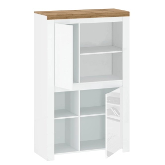 Regál VENUSTA 2D, bílý lesk/dub wotan