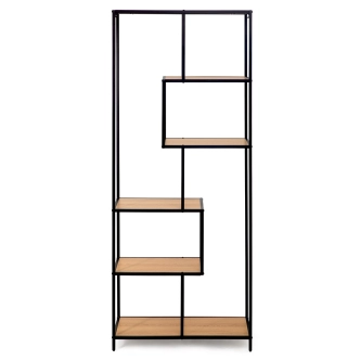 Regál ZELCAN 1, přírodní/kov