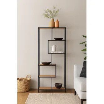 Regál ZELCAN 1, přírodní/kov