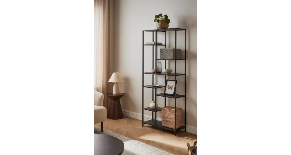 Regál ZELCAN 10, černá/kov