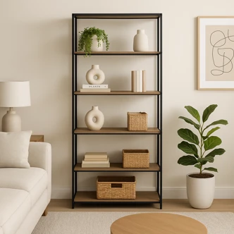 Regál ZELCAN 2, přírodní/kov