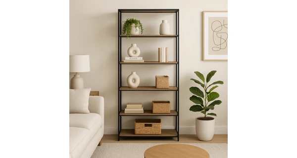 Regál ZELCAN 2, přírodní/kov