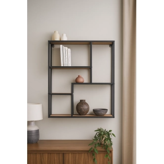 Regál ZELCAN 3, přírodní/kov