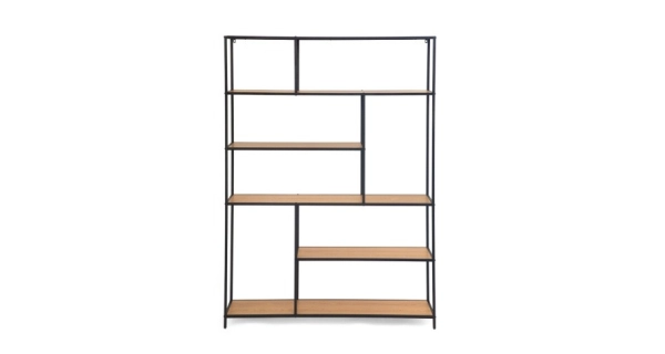 Regál ZELCAN 5, přírodní/kov