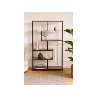 Regál ZELCAN 6, přírodní/kov