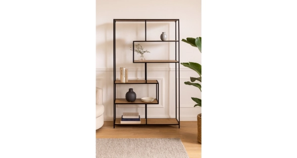 Regál ZELCAN 6, přírodní/kov