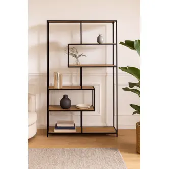 Regál ZELCAN 6, přírodní/kov