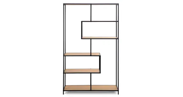 Regál ZELCAN 6, přírodní/kov