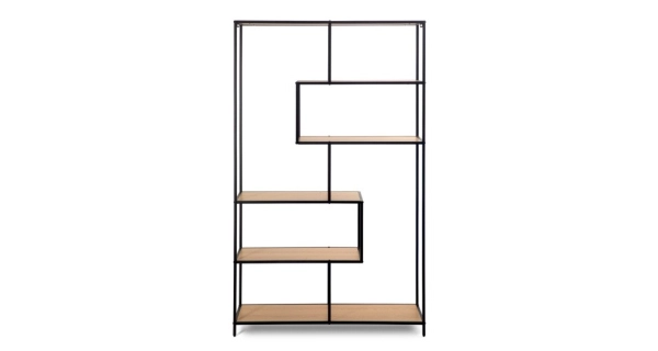 Regál ZELCAN 6, přírodní/kov