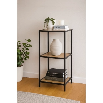 Regál ZELCAN 7, přírodní/kov