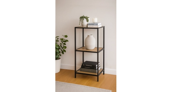 Regál ZELCAN 7, přírodní/kov