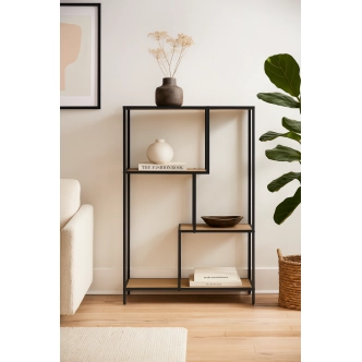 Regál ZELCAN 8, přírodní/kov