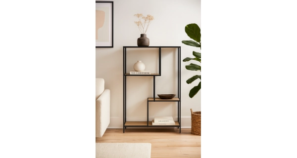 Regál ZELCAN 8, přírodní/kov