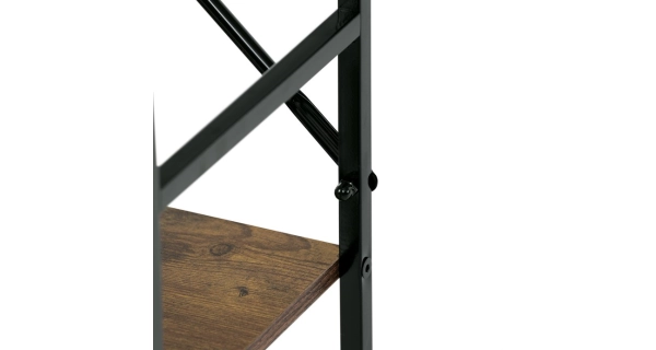 Regál ZORHALQUIN, 5 polic, dekor staré dřevo, černý lak