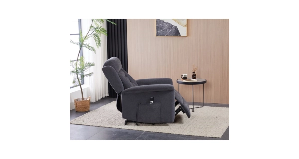 Relaxační křeslo MIRLA s el. ovládáním, šedá látka